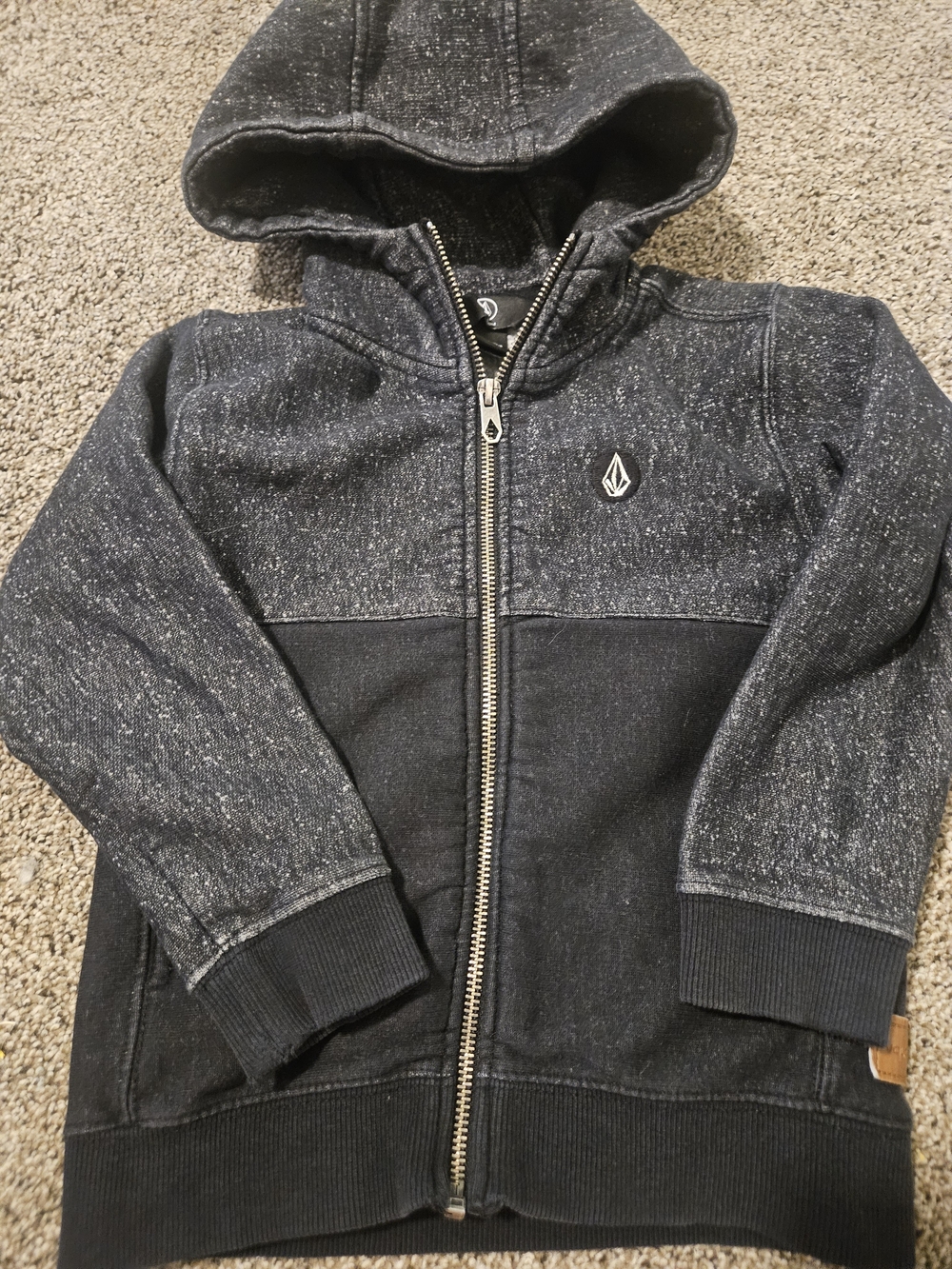 Volcom Kids Black Marled Zip-Up Hooded Jacket